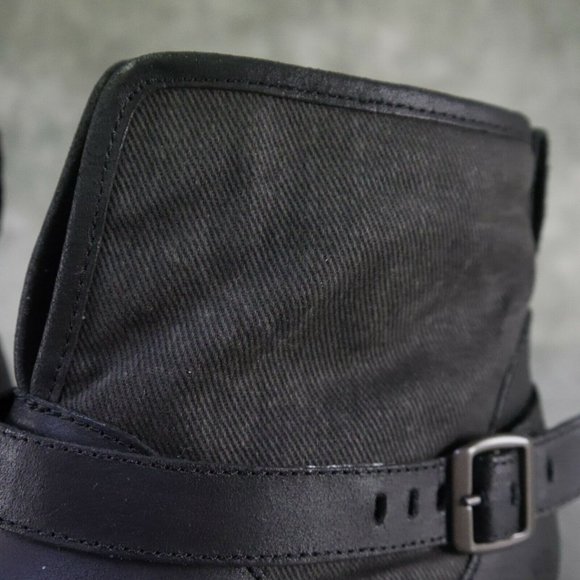 North Face BLACK/GRY Leather & Canvas BALLARD II PULL ON Ankle Boots Size 9 ANB - Picture 4 of 12